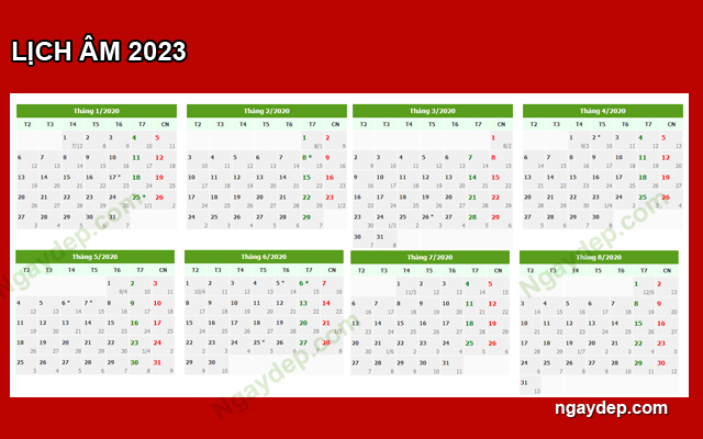 Lịch Vạn Niên 2023 - Lịch Âm 2023 - Lịch 2023