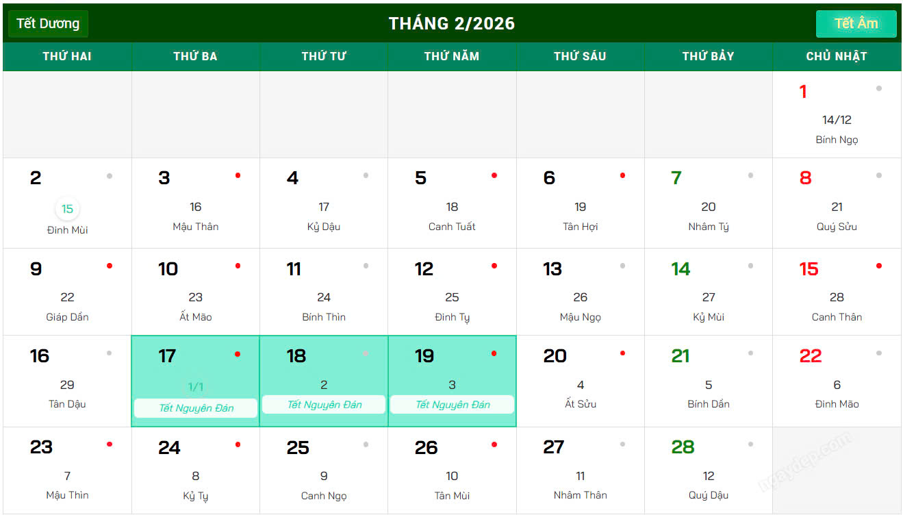  Tết 2026 - Lịch Tết 2026 - Còn bao nhiêu ngày nữa đến Tết 2026 